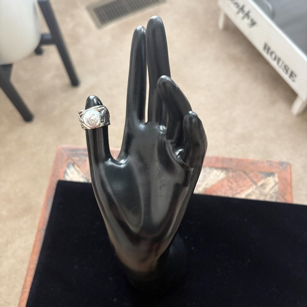 Silpada Retired 925 Sterling Silver Mermaid Pearl Statement Ring Size 6